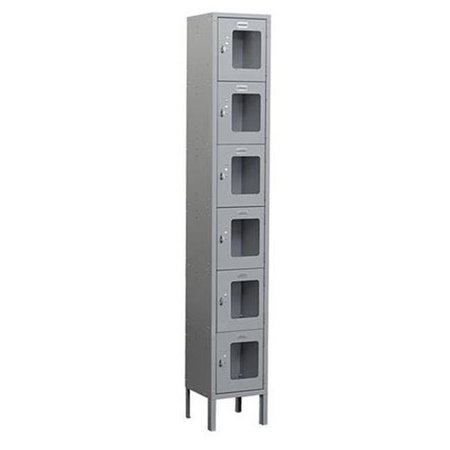 SALSBURY INDUSTRIES Salsbury Industries S-66162GY-A 6 ft. H x 12 in. D See-Through Metal Locker - Six Tier Box Style - 1 Wide - Assembled - Gray S-66162GY-A